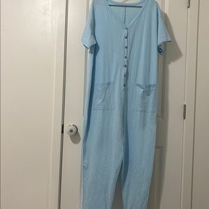 Light Blue Button-Up Jumpsuit